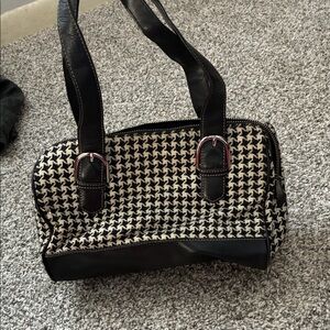 Ann Taylor Black and White Houndstooth Shoulder Bag